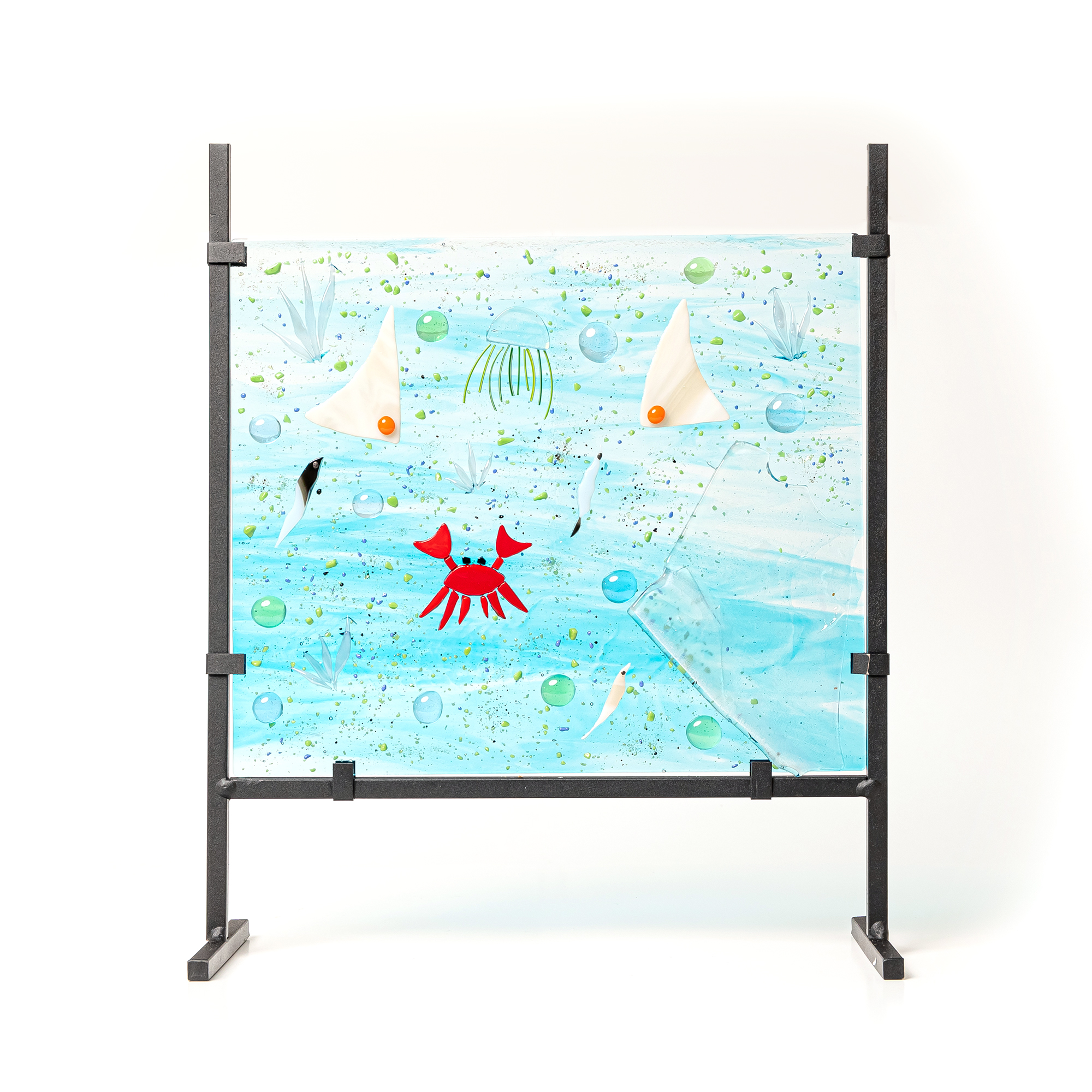 Glass Fused Ocean Scene Art Display